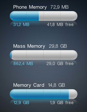 memory status symbian Nokia N97, N97 mini, C6, X6, 5230 Apps and Games