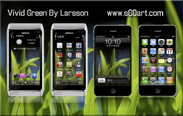 Vivid Green Symbian^3 Themes for Nokia N8 Nokia C7 Nokia C6 01 and Nokia E7