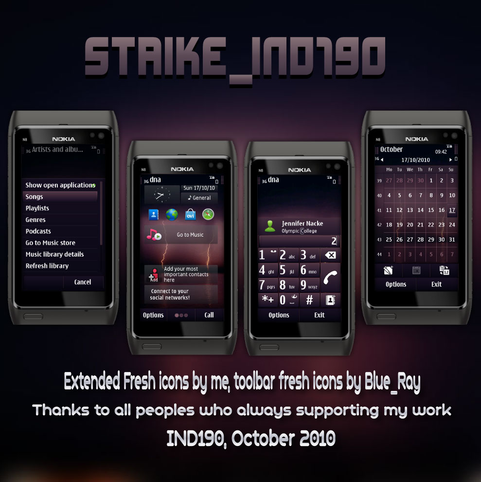 strike S60 5th Edition Themes for Nokia N97, Nokia 5800, 5530 XpressMusic and Samsung I8910 Omnia HD